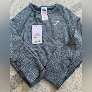 Gymshark crop top ash teal marl S